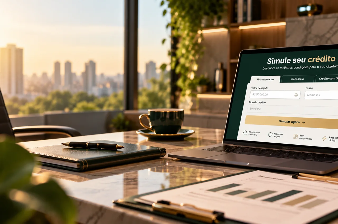 Ambiente de planejamento financeiro com computador e documentos; imagem ilustrativa